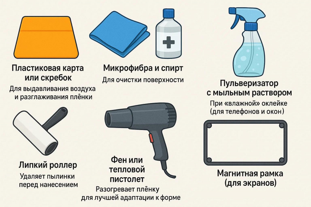 Инструменты для оклейки пленки